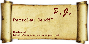 Paczolay Jenő névjegykártya